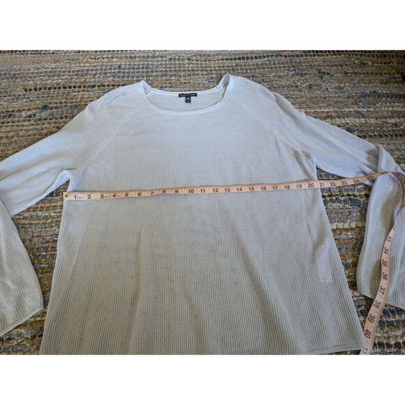 Eileen Fisher Pastel Blue Mesh L/S Top Large Sheer Fisherman - Picture 5 of 7